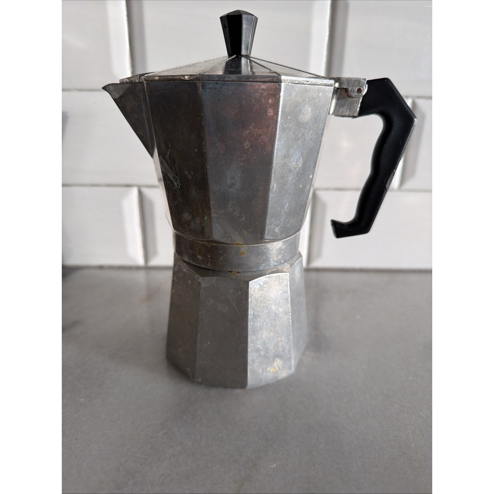 Vintage Verna‎ Aluminum Espresso Stovetop Maker Makes 2 6oz Cups GW992